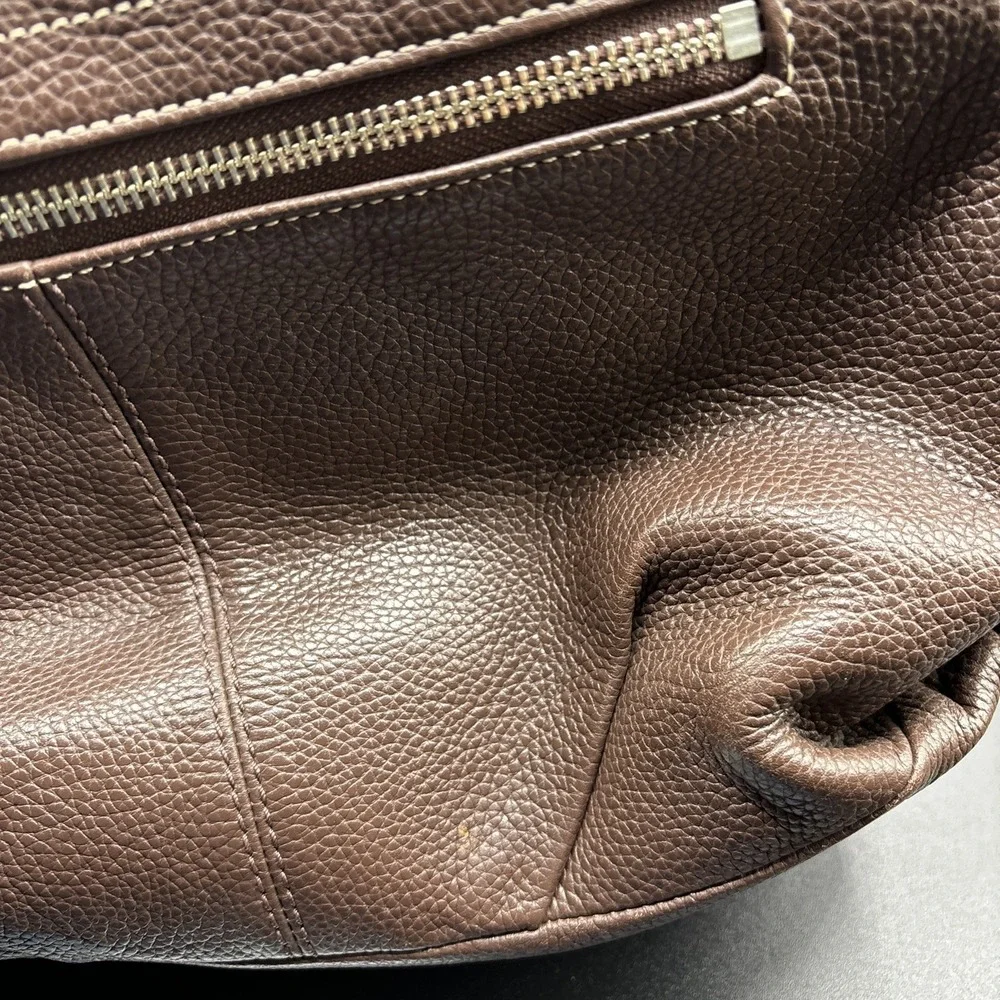 Coach East West Duffle Shoulder Bag F15065 Brown Pebbled Leather Purse